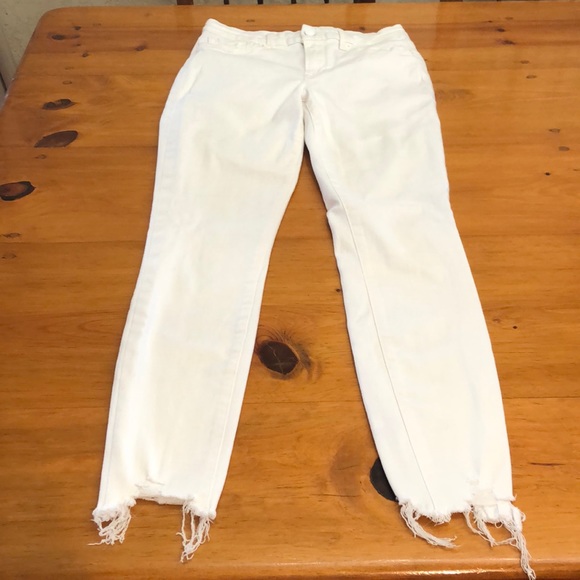 Good American Good Legs High Rise Distressed White Denim Jeans - Picture 4 of 10